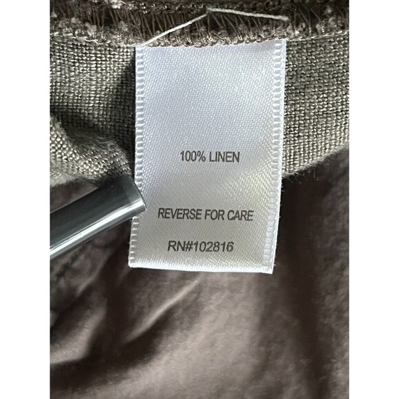 Garnet Hill Linen Pants Wide Leg Crop Crochet Edging Size 2 Army Green Lagenlook - Picture 9 of 11